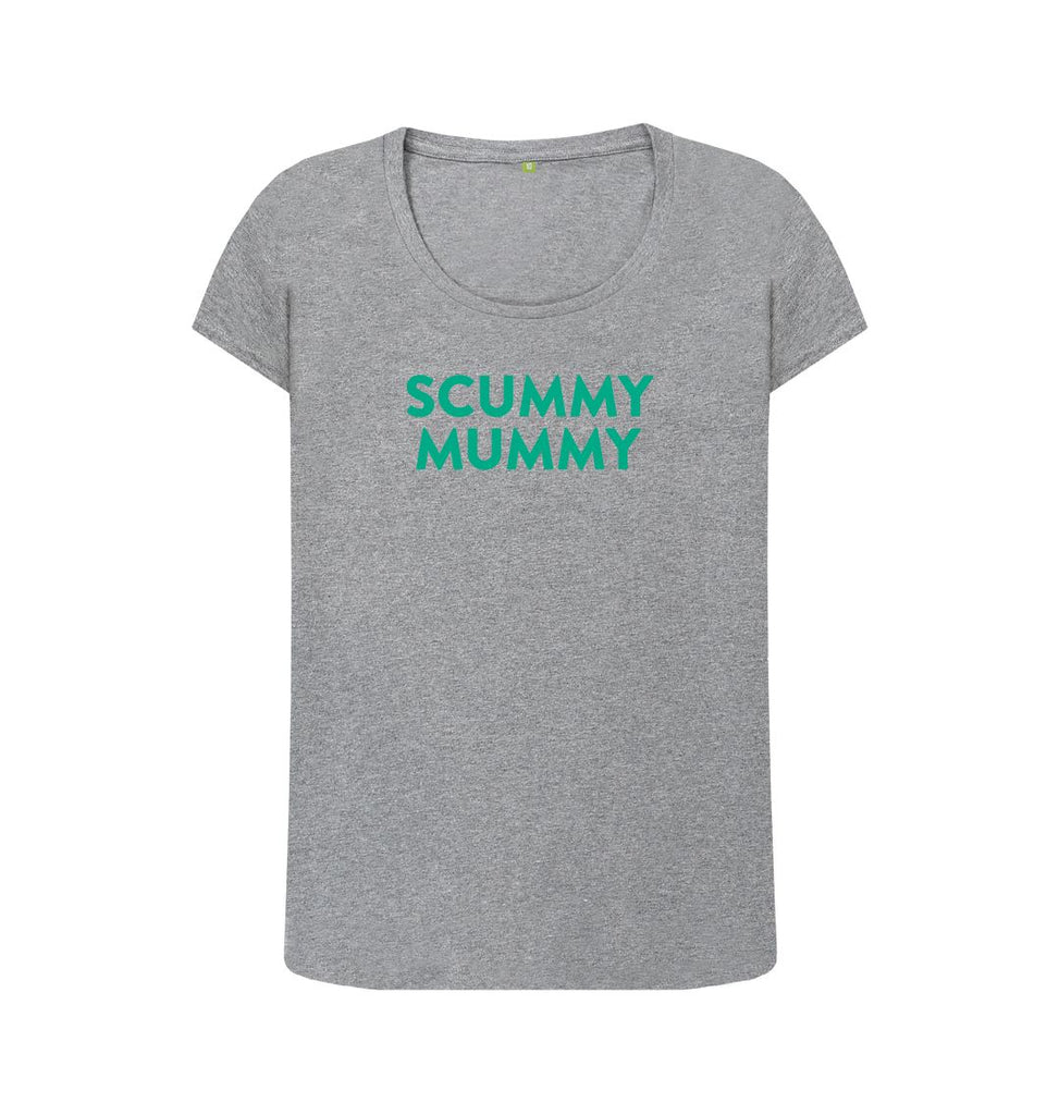 Athletic Grey Turquoise SCUMMY MUMMY Scoop Neck T-shirt