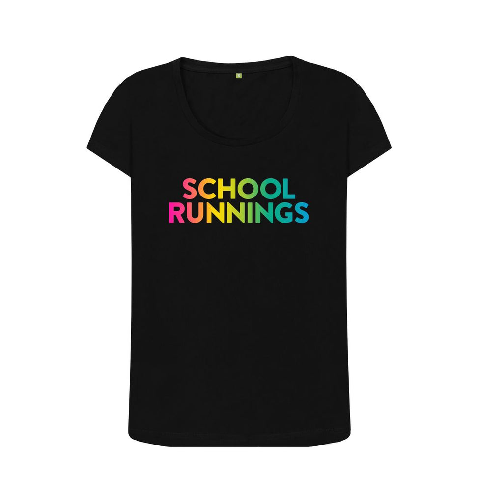 Black SCHOOL RUNNINGS Scoop Neck T-shirt