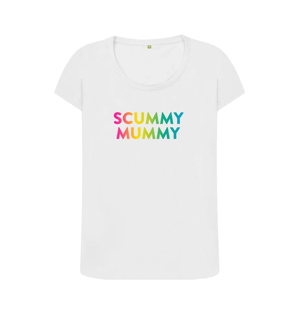 White Rainbow Scummy Mummy Scoop Neck T-shirt
