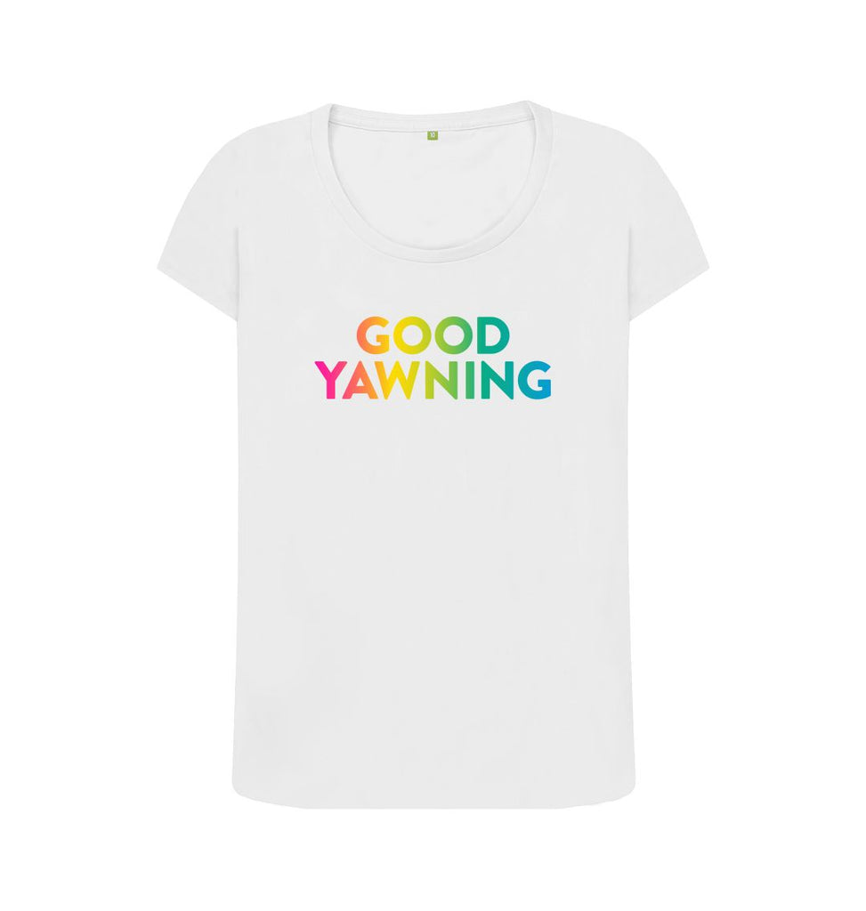 White GOOD YAWNING Scoop Neck T-shirt
